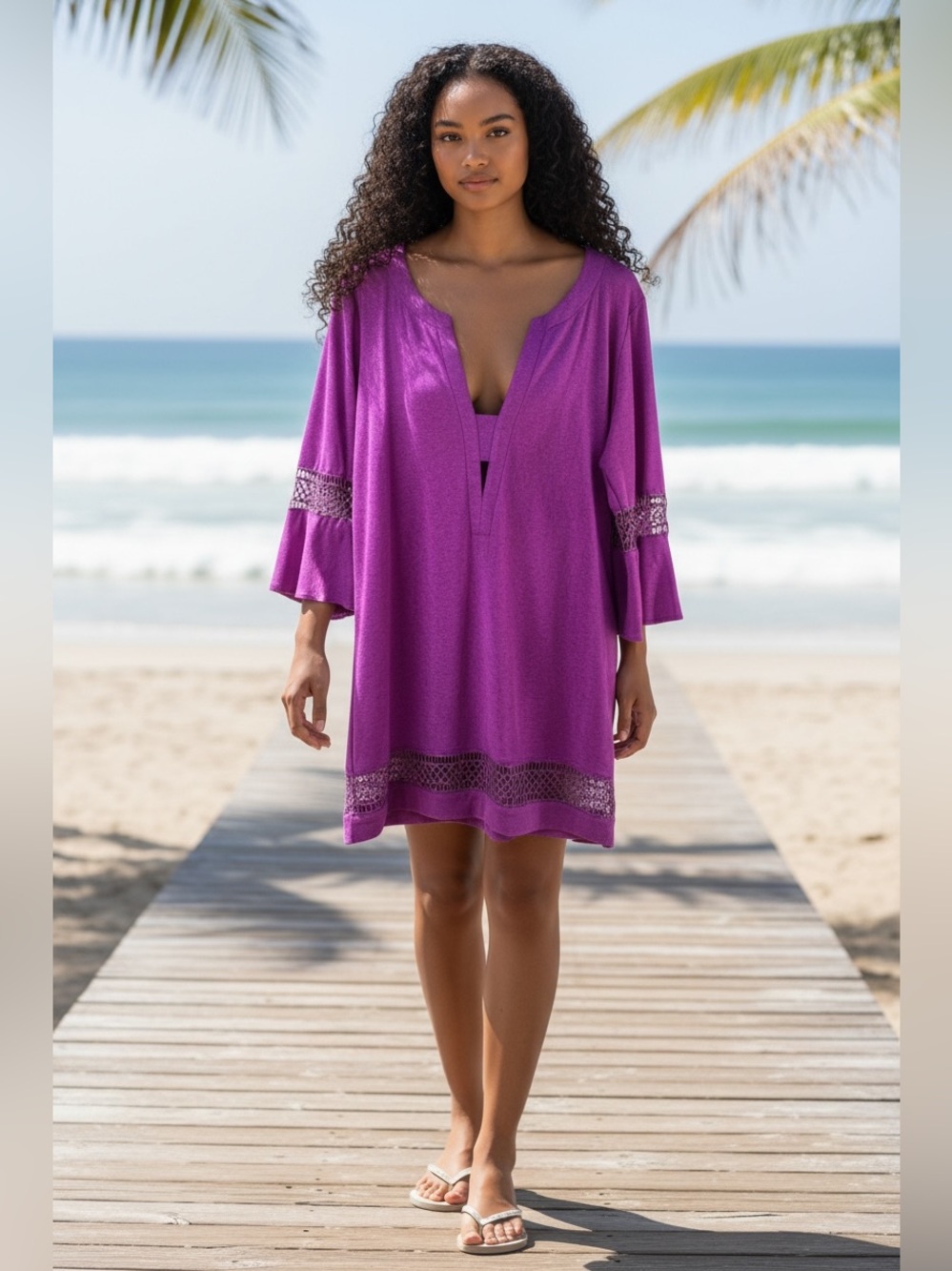 Maryan Mehlhorn Womens Size Medium Swim Cover Up Fuchsia Tunic Beach Vacation